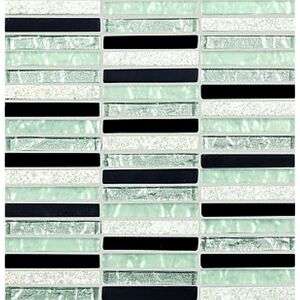 Mosaikfliese 'Zebra' Materialmix schwarz-weiß 30 x 30,6 cm