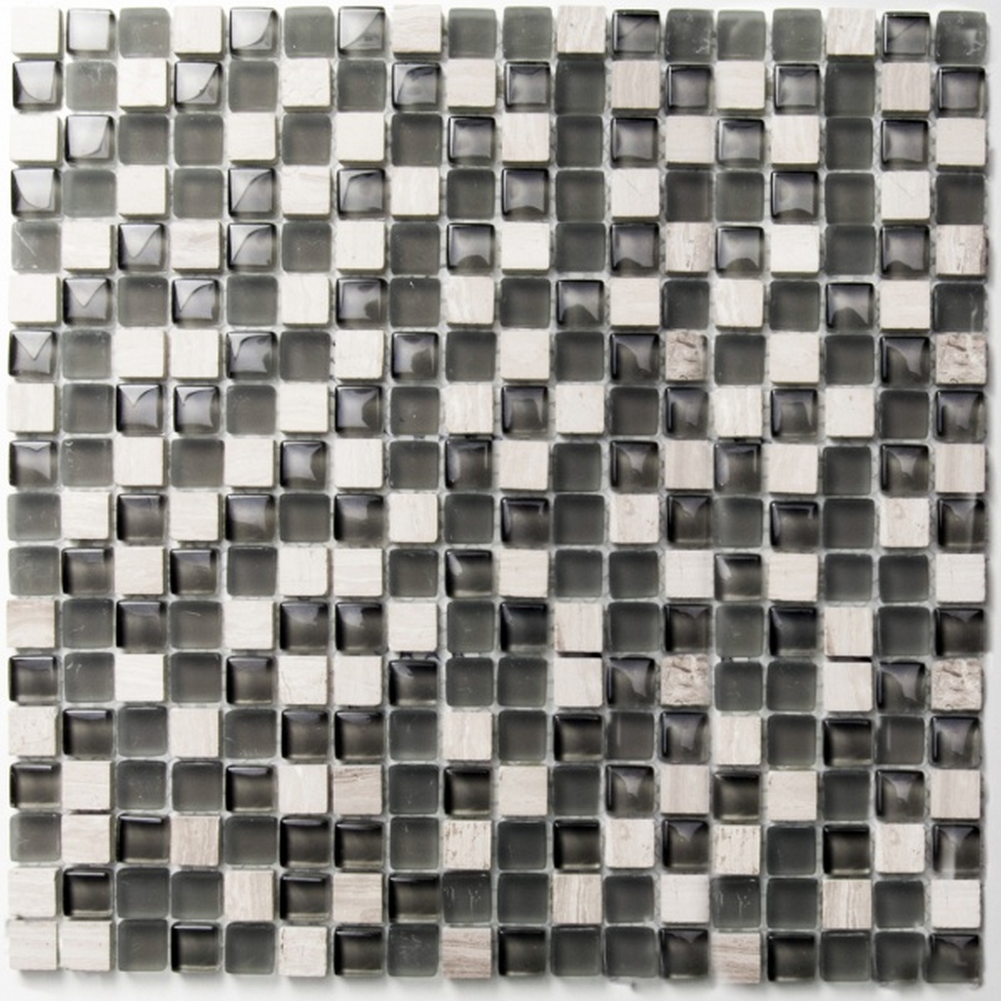 Mosaikfliese 'Solid' Glas, Naturstein weiß, grau 30 x 30 cm + product picture