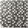 Mosaikfliese 'Solid' Glas, Naturstein weiß, grau 30 x 30 cm