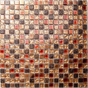 Mosaikfliese 'Toronto' Glas/Naturstein rot/gold/braun 30 x 30 cm