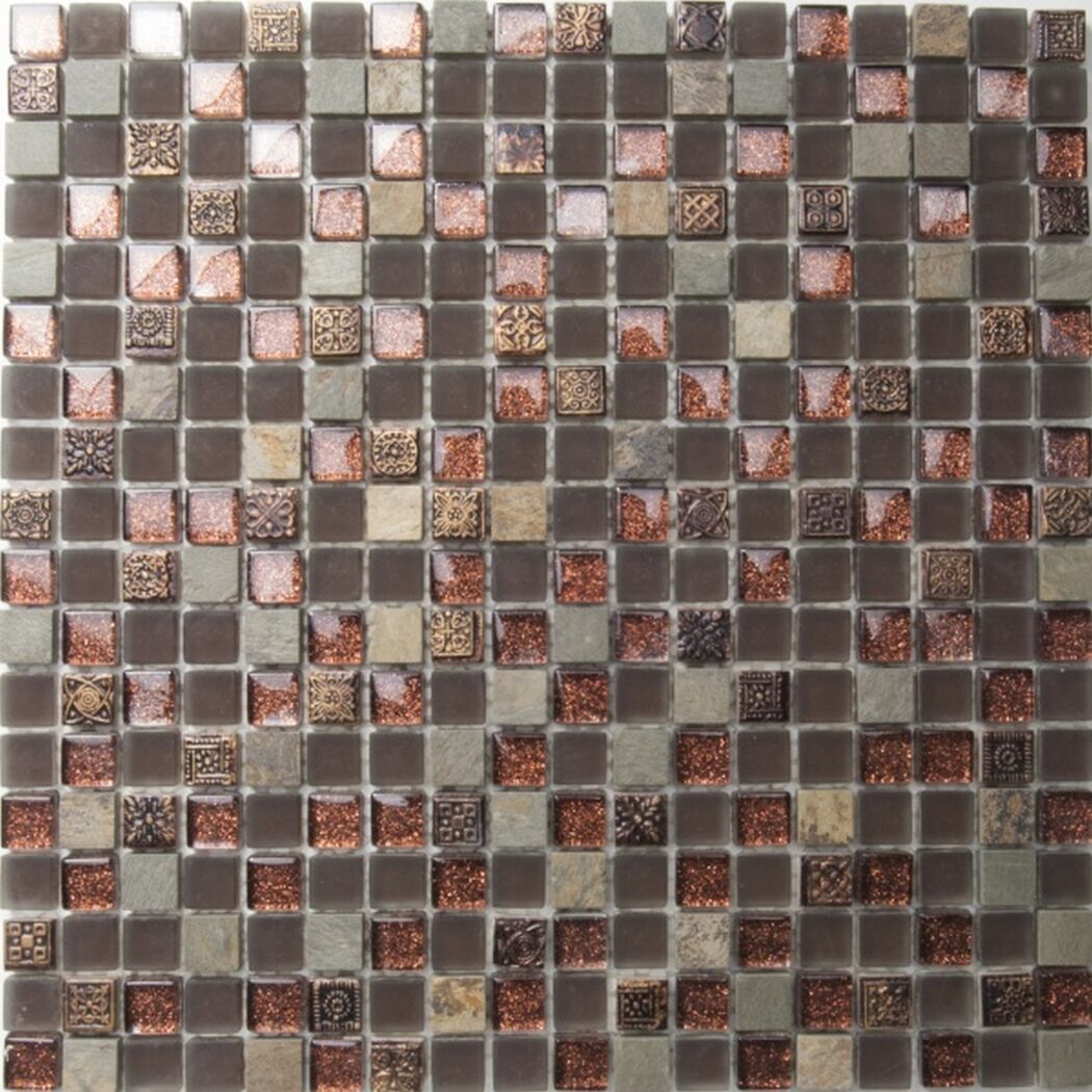 Mosaikfliese aus Glas und Naturstein