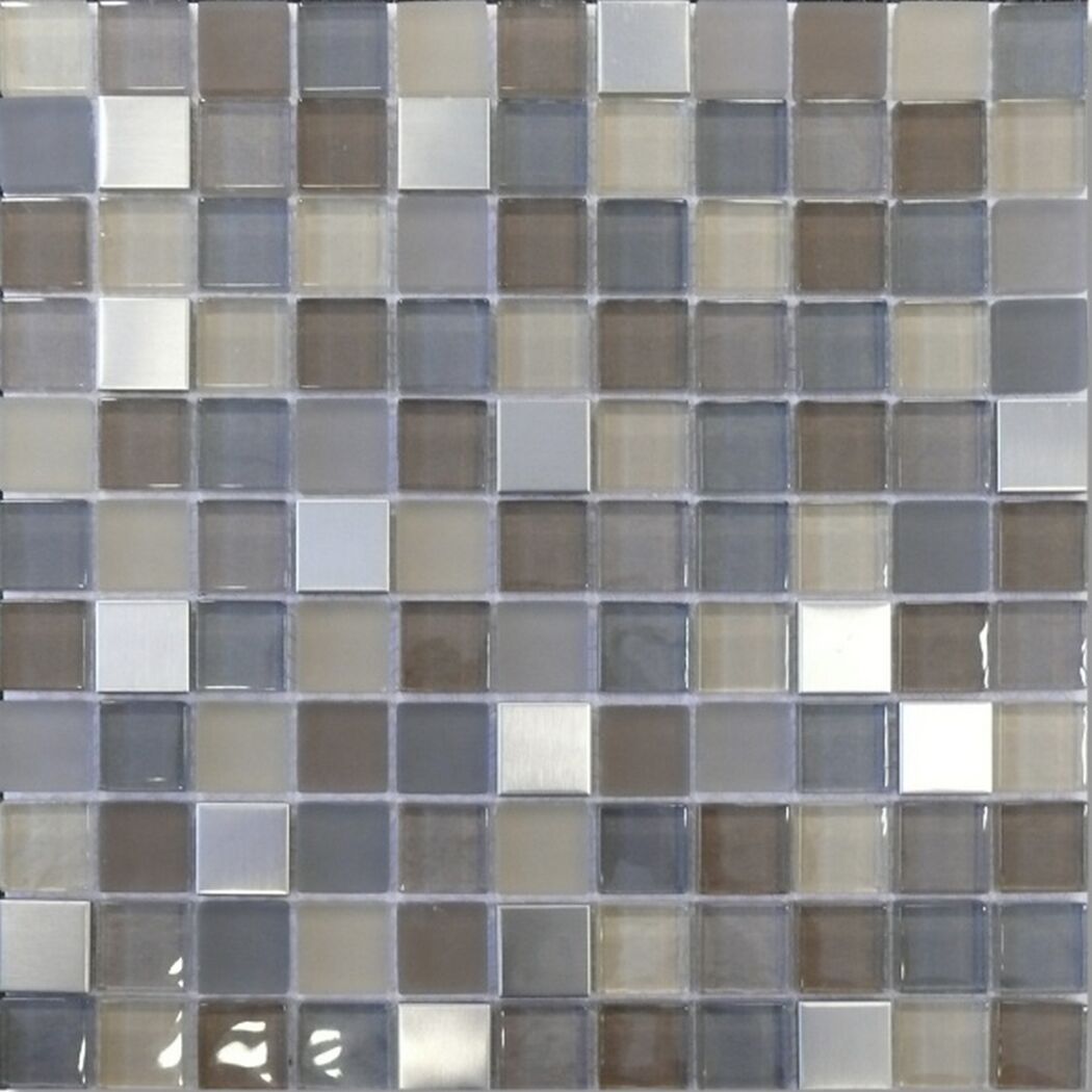 Mosaikfliese 'Luna' Materialmix grau-schwarz 30 x 30 cm