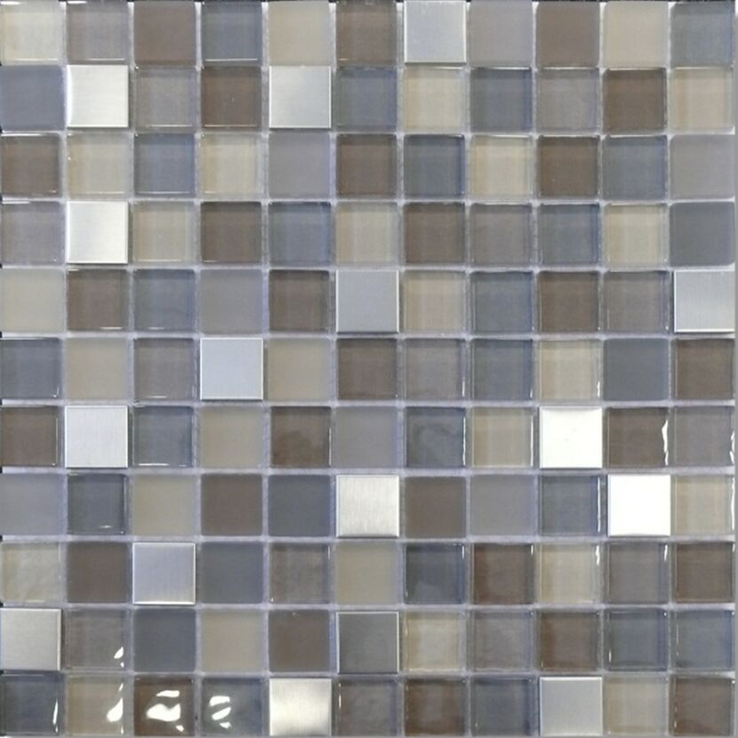 Mosaikfliese 'Luna' Materialmix grau-schwarz 30 x 30 cm