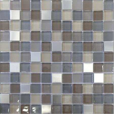 2. Bild von Mosaikfliese 'Luna' Materialmix grau-schwarz 30 x 30 cm