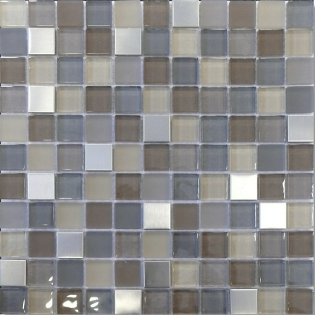 Bild von Mosaikfliese 'Luna' Materialmix grau-schwarz 30 x 30 cm