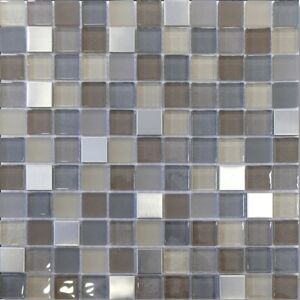 Mosaikfliese 'Fino ' Glas/Metall grau/braun 30 x 30 cm