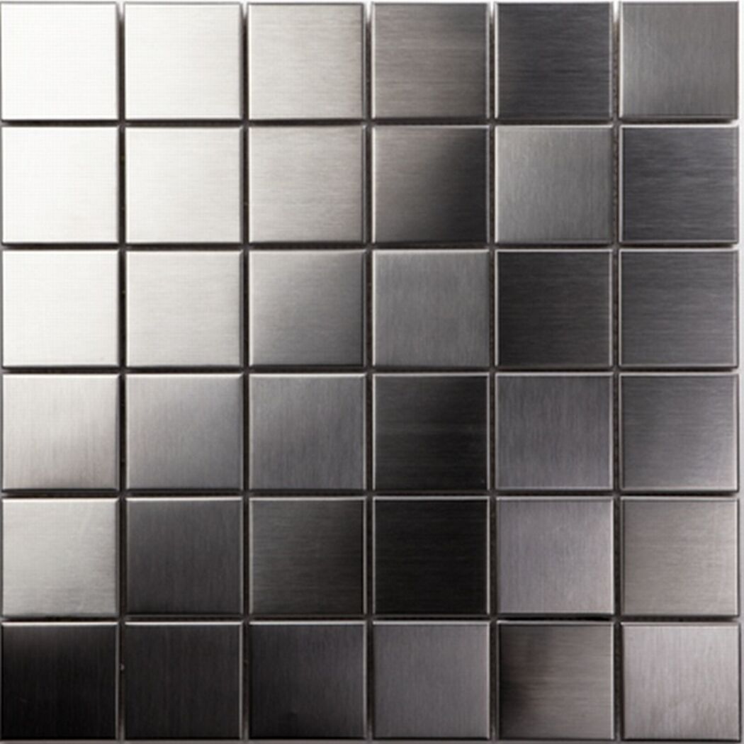 Mosaikfliese Metall silber 30x30cm
