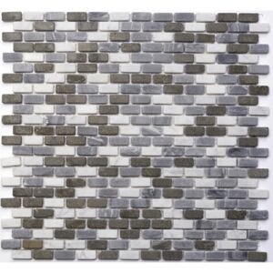 Mosaikfliese 'Brick' Naturstein weiß-grau 30 x 30 cm
