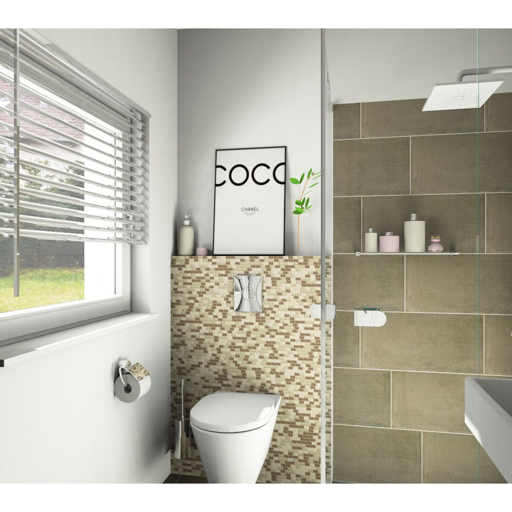 Modernes Badezimmer mit braunen Fliesen