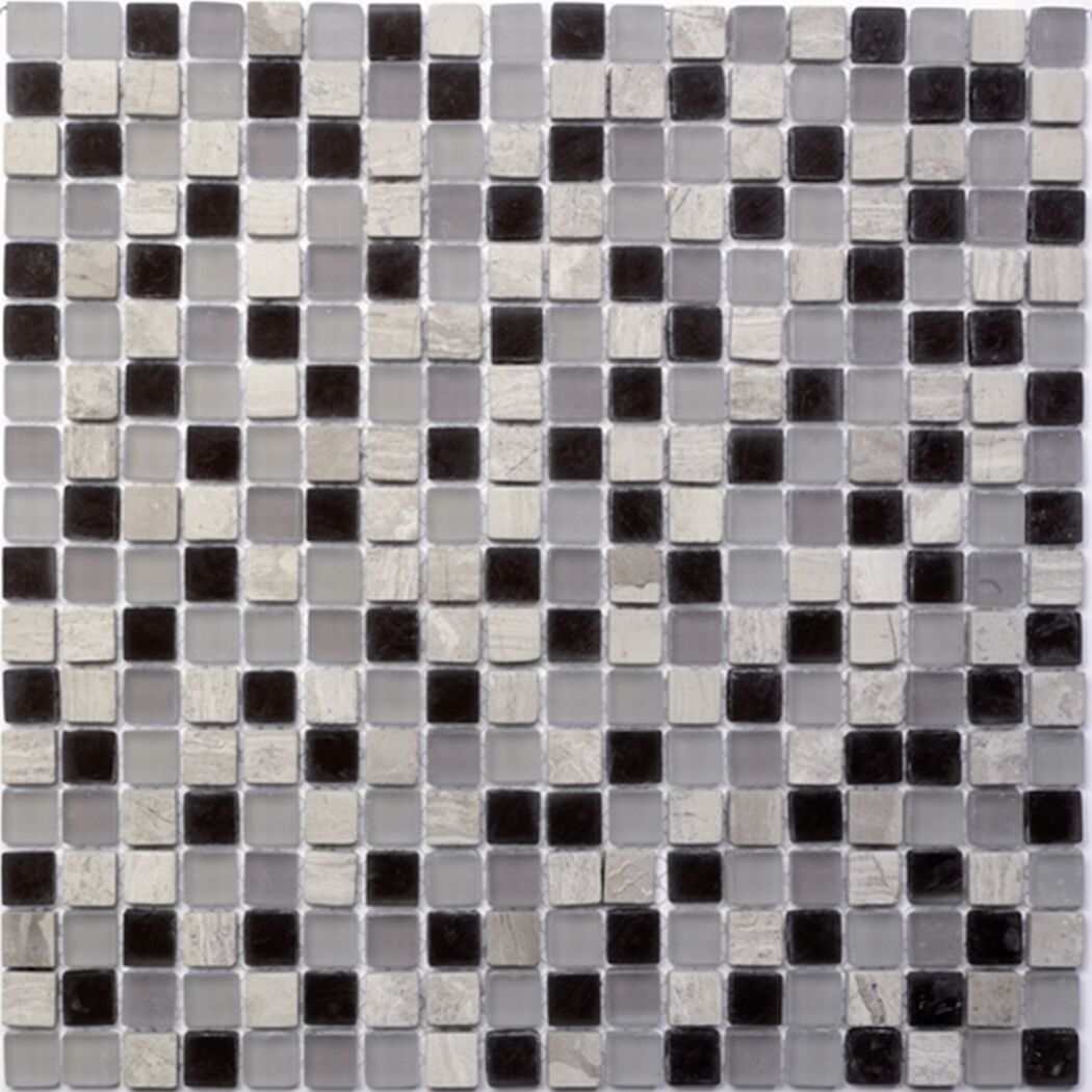 Mosaikfliesen in schwarz, grau und weiß