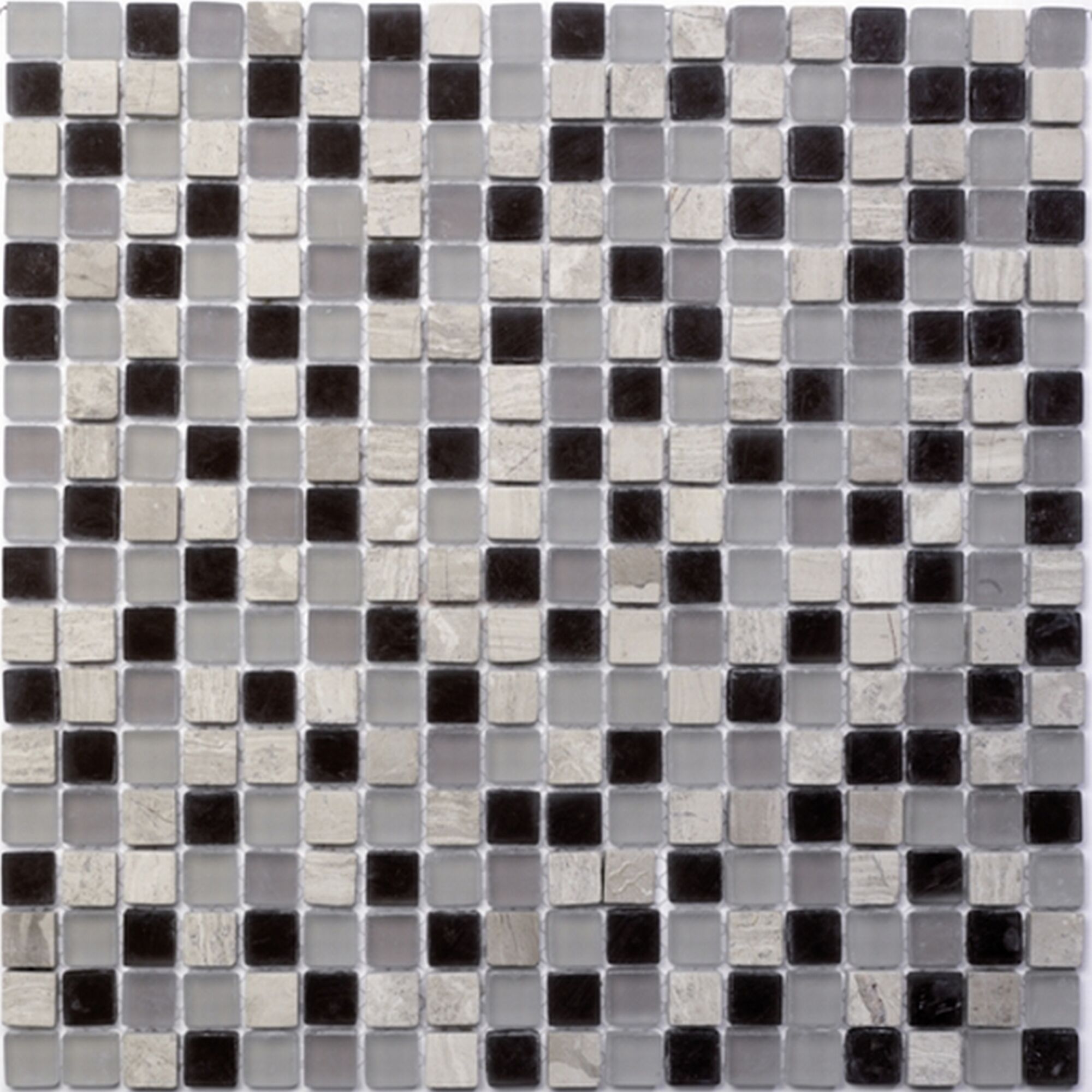 Mosaikfliesen in schwarz, grau und weiß