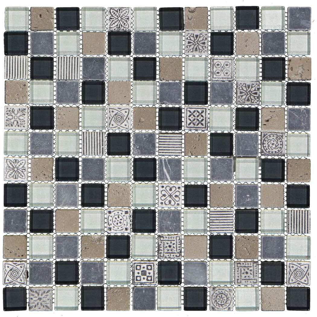 Mosaikfliese 'Boston' Materialmix grau 30 x 30 cm