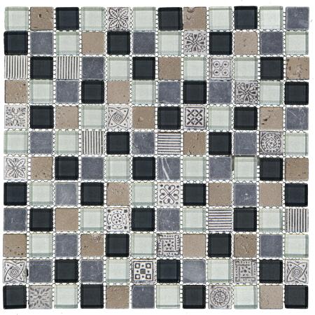2. Bild von Mosaikfliese 'Boston' Materialmix grau 30 x 30 cm