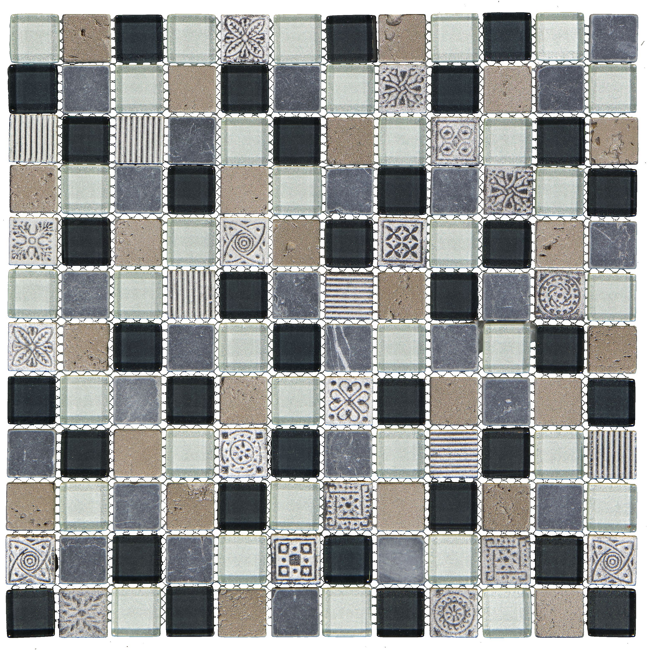 Bild von Mosaikfliese 'Boston' Materialmix grau 30 x 30 cm