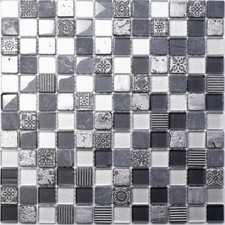 4. Bild von Mosaikfliese 'Boston' Materialmix grau 30 x 30 cm