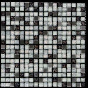 Mosaikfliese 'Astro' Materialmix silber schwarz 30 x 30 cm