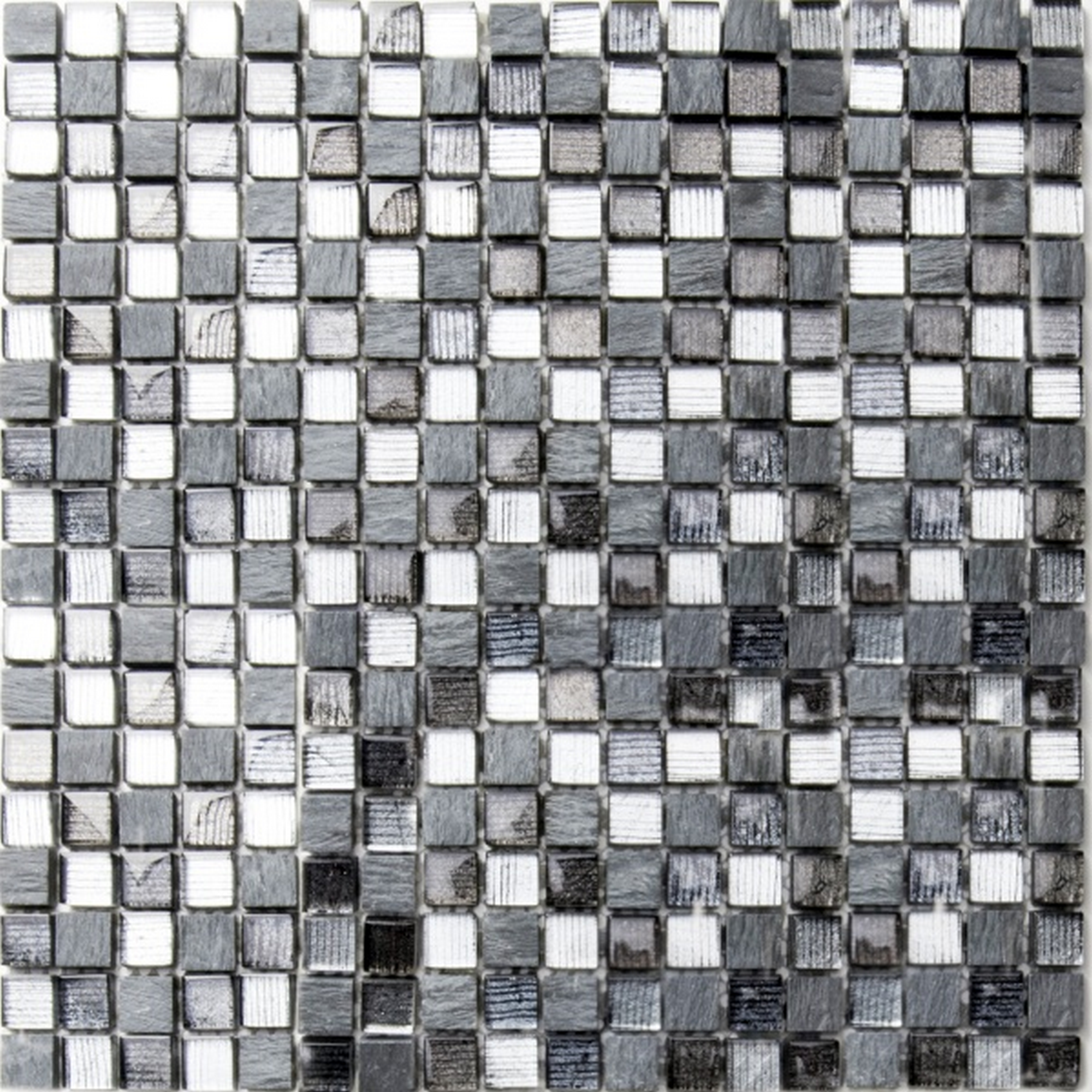 Mosaikfliese 'Nexo' Materialmix grau 30 x 30 cm