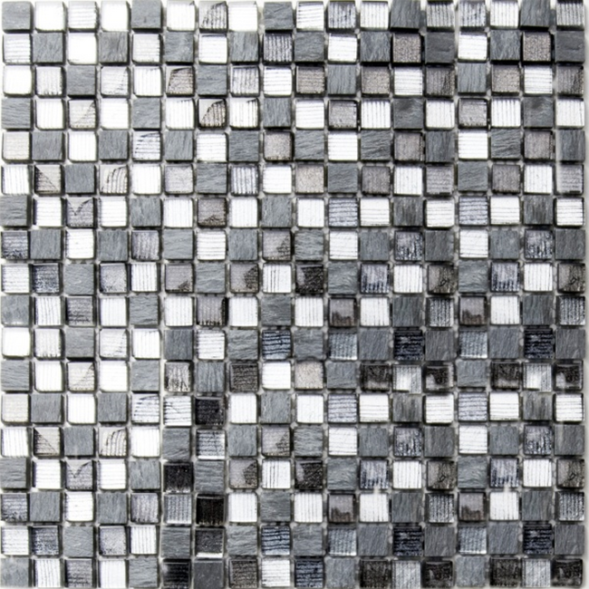 Bild von Mosaikfliese 'Nexo' Materialmix grau 30 x 30 cm