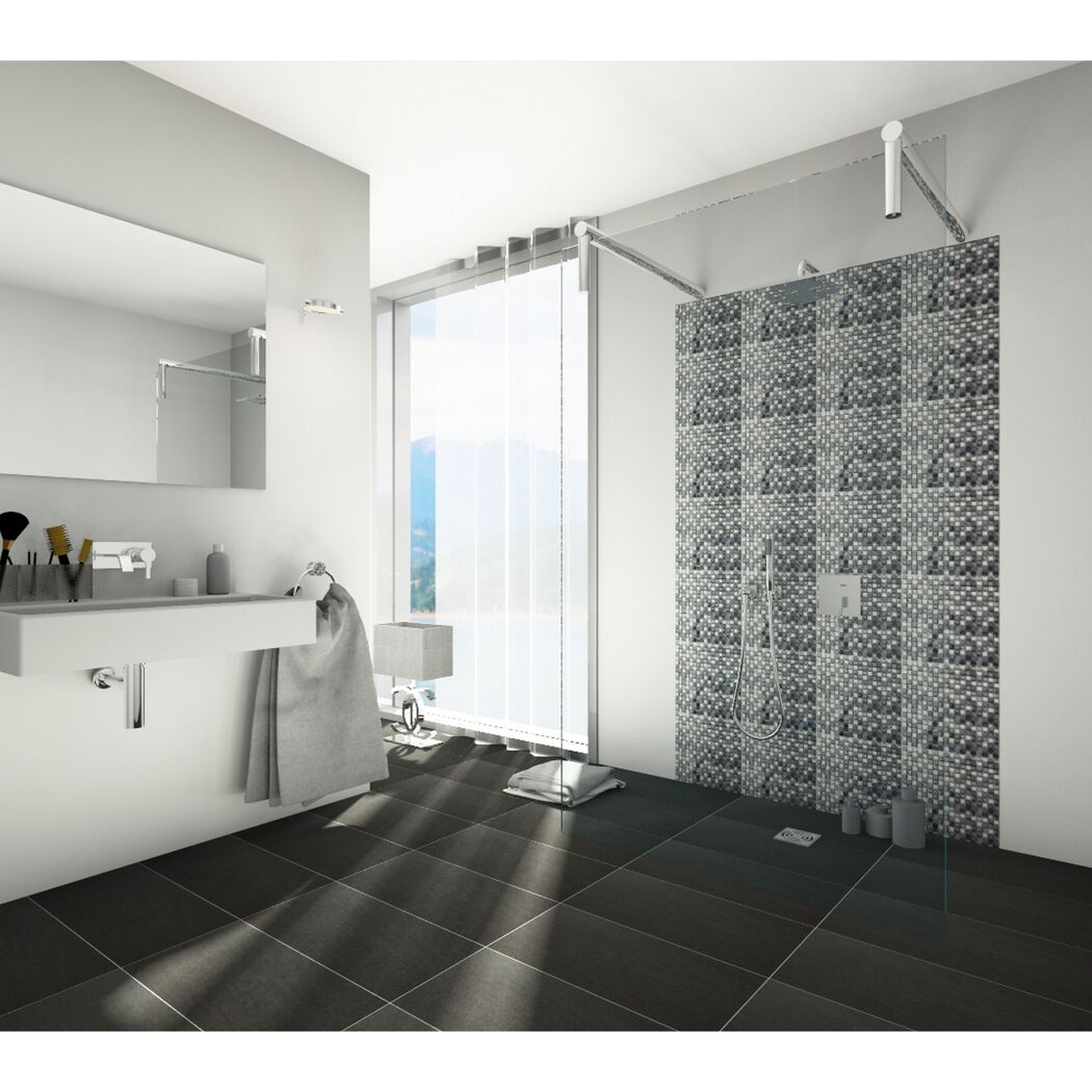 Mosaikfliese 'Nexo' Materialmix grau 30 x 30 cm