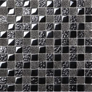 Mosaikfliese Fiori Metall schwarz 30x30cm
