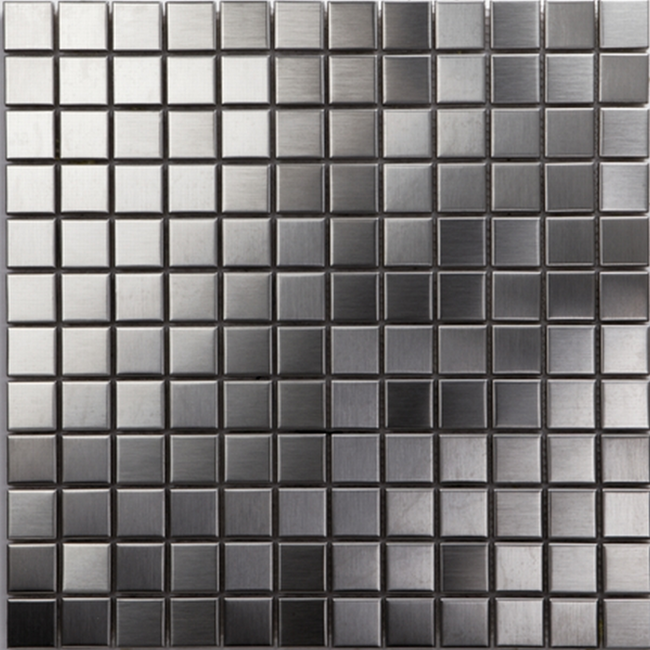 Bild von Mosaikfliese 'Iron' Metall silberfarben 30 x 30 cm