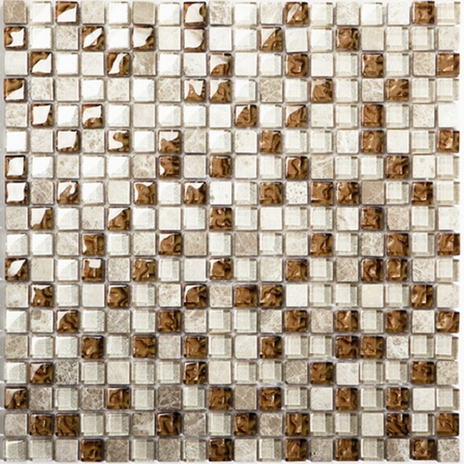 Bild von Mosaikfliese 'Oro' Materialmix beige 30 x 30 cm
