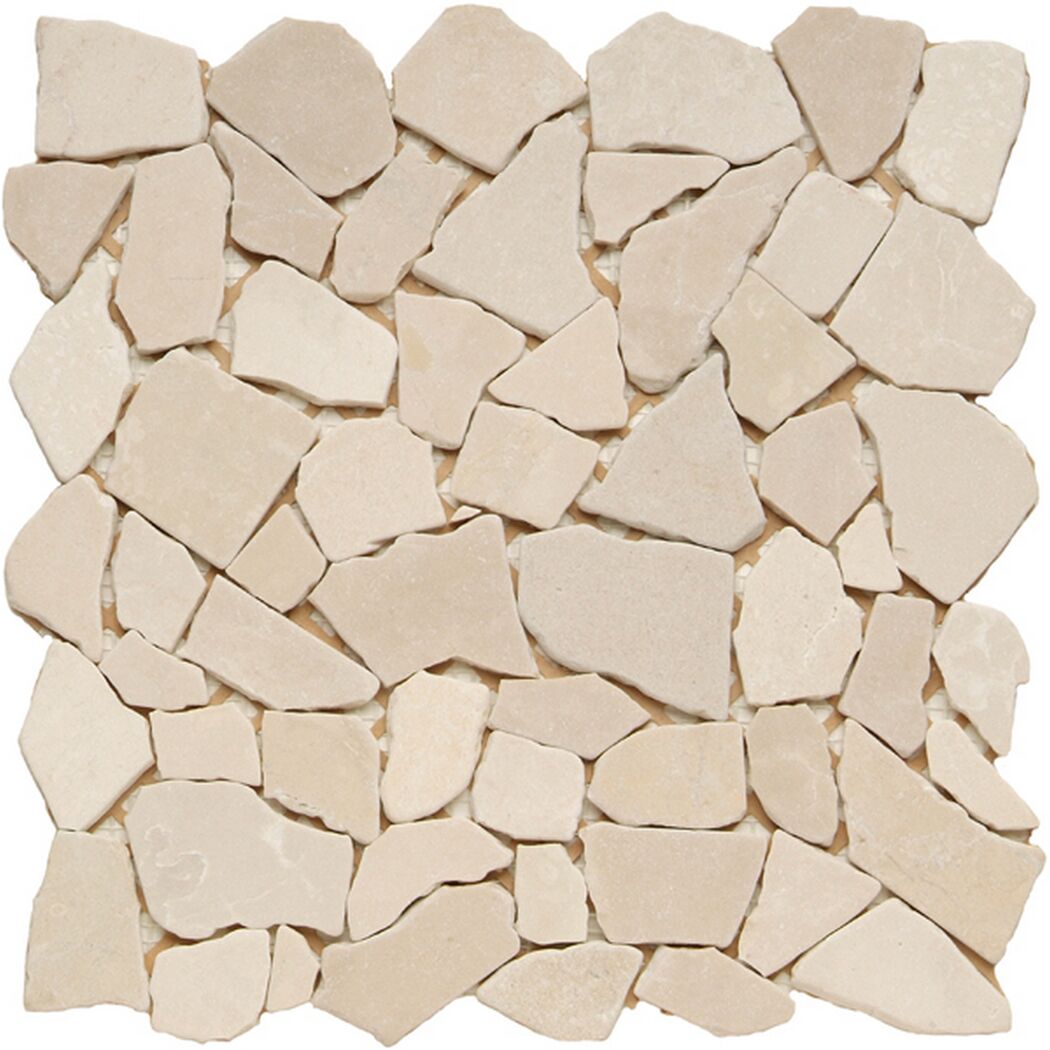 Mosaikfliese 'Bruch' Naturstein creme 30 x 30 cm
