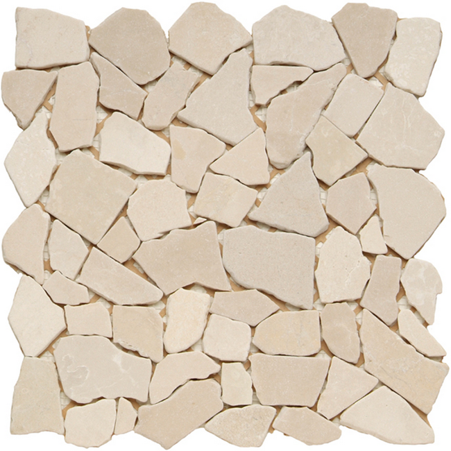 Bild von Mosaikfliese 'Bruch' Naturstein creme 30 x 30 cm