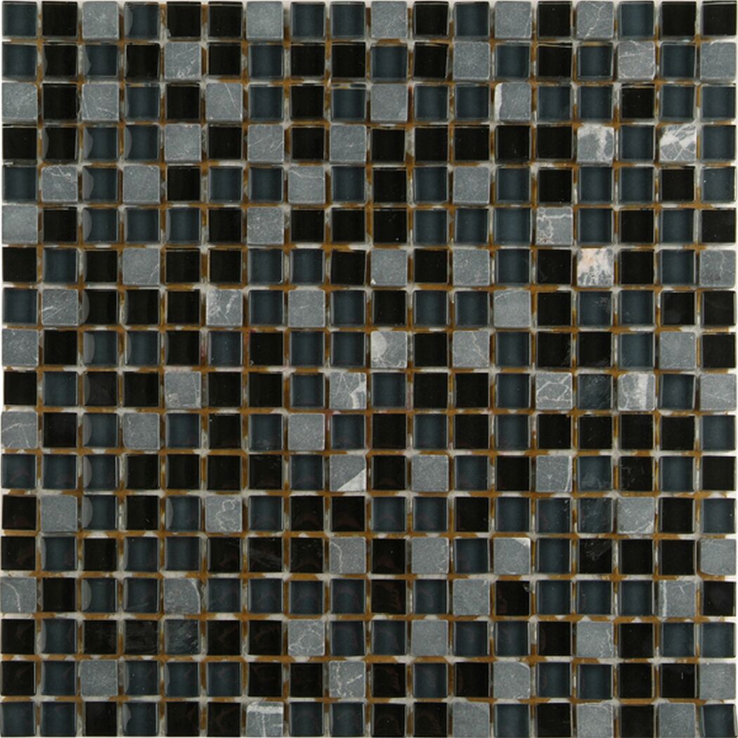 Mosaikfliese 'Tabriz' Materialmix schwarz 30 x 30 cm