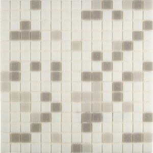 Mosaikfliese Glas Monza mix weiß-grau 32,5x32,5cm