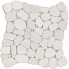 Mosaikfliese 'Kiesel' Naturstein weiß 29 x 29 cm