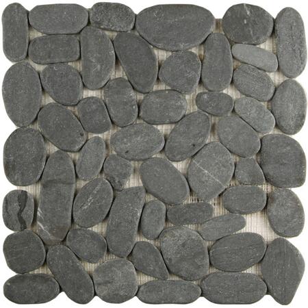 2. Bild von Mosaikfliese 'Kiesel' Naturstein schwarz 29 x 29 cm