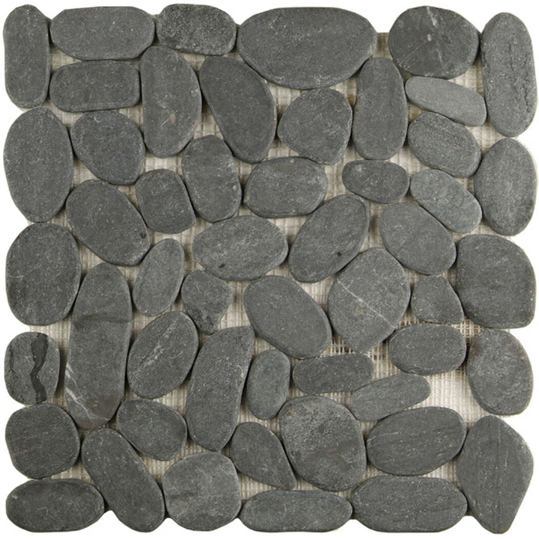 Mosaikfliese 'Kiesel' Naturstein schwarz 29 x 29 cm