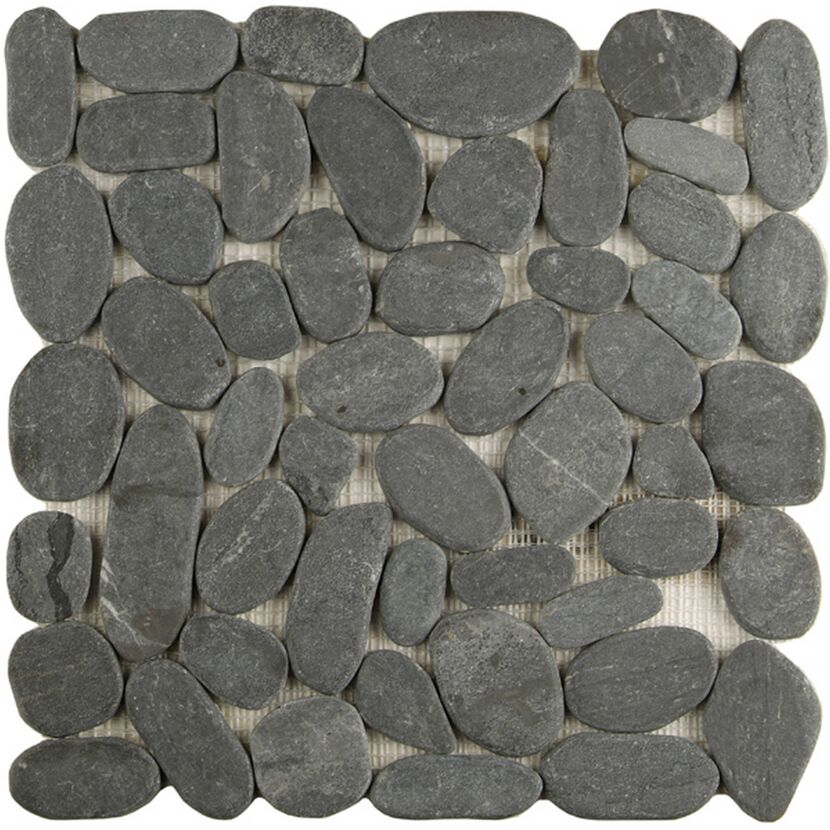 Mosaikfliese 'Kiesel' Naturstein schwarz 29 x 29 cm