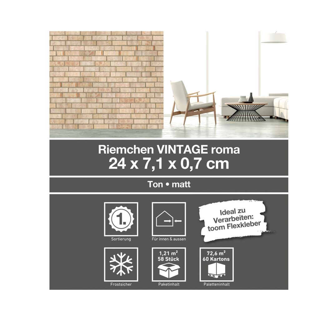 Beige Riemchen an der Wand