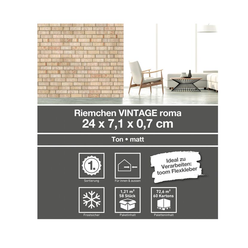 Beige Riemchen an der Wand