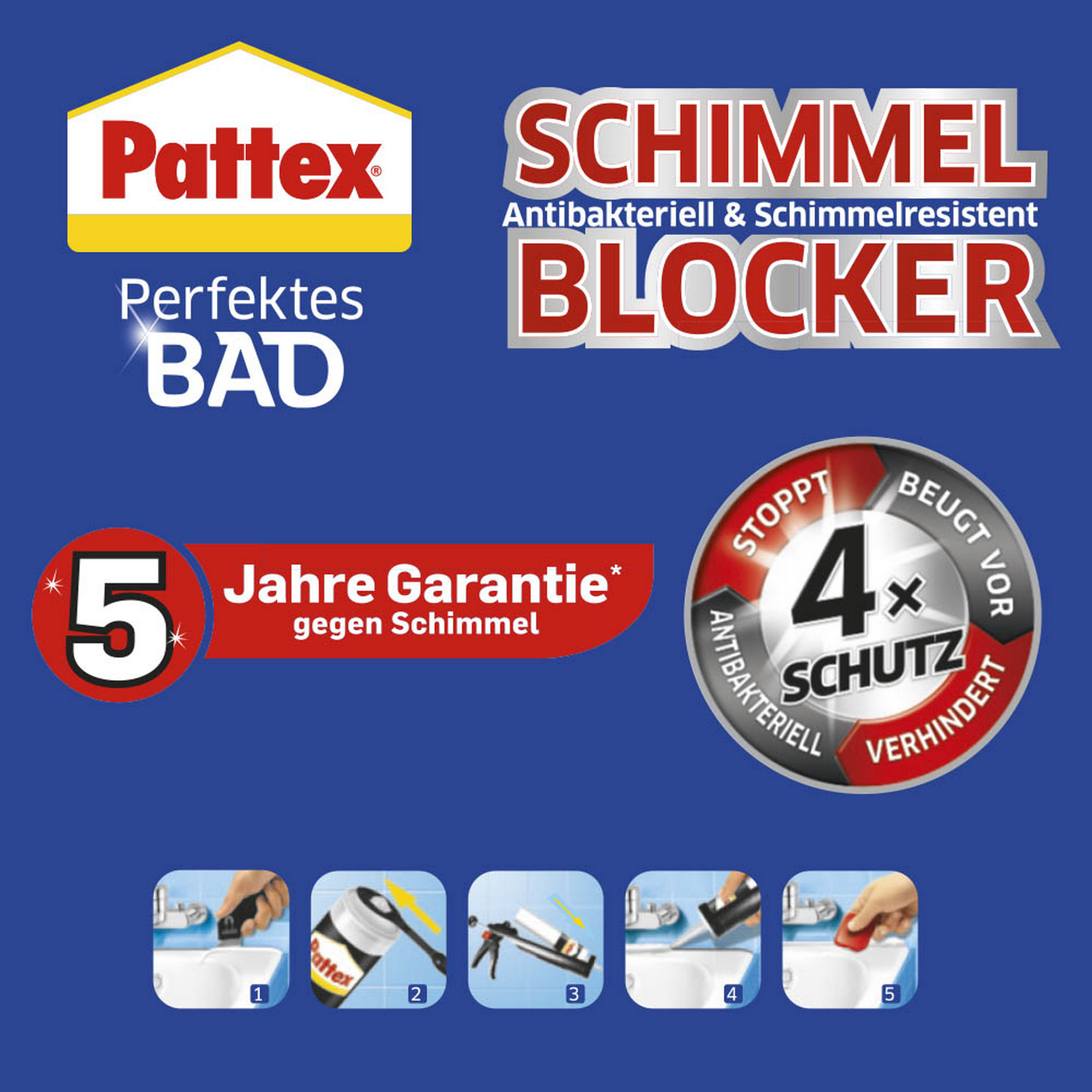 Sanitärsilikon 'Perfektes Bad Schimmelblocker Aktiv Silikon' weiß 300 ml + product picture