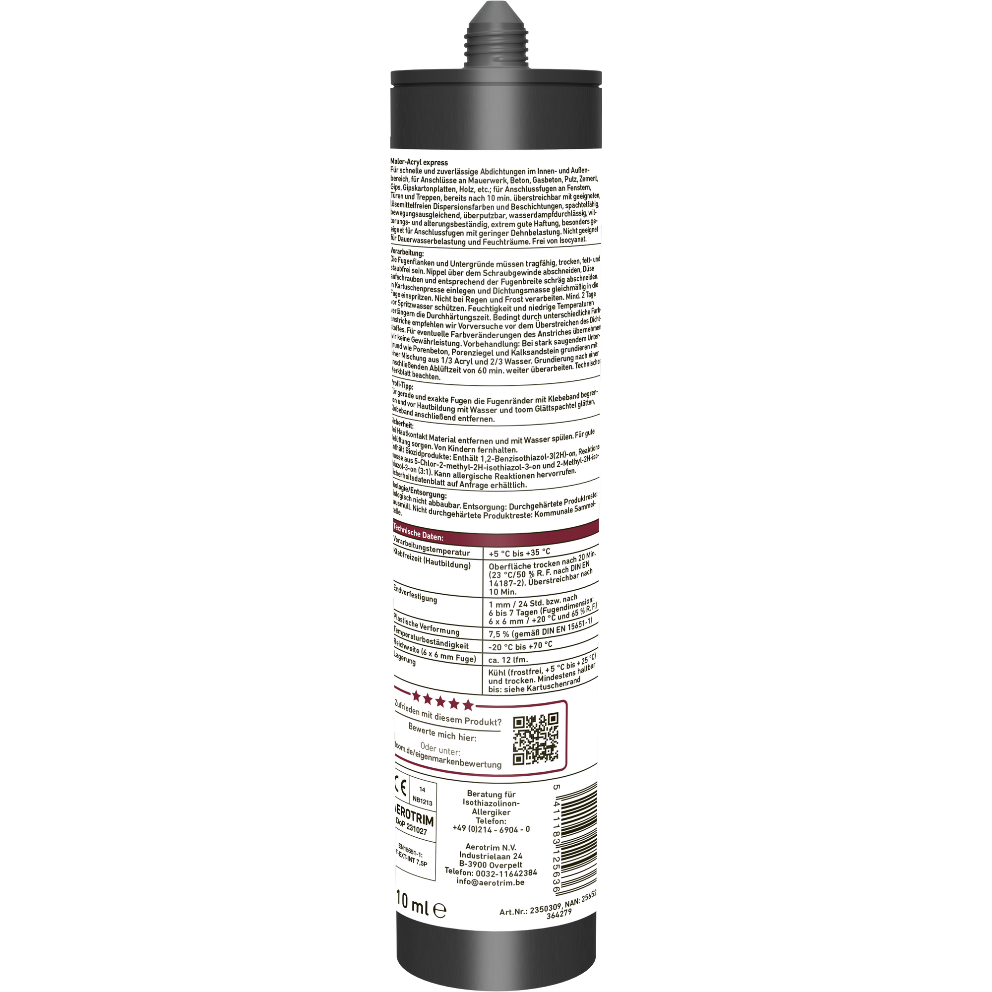 Maleracryl "express" weiß 310 ml