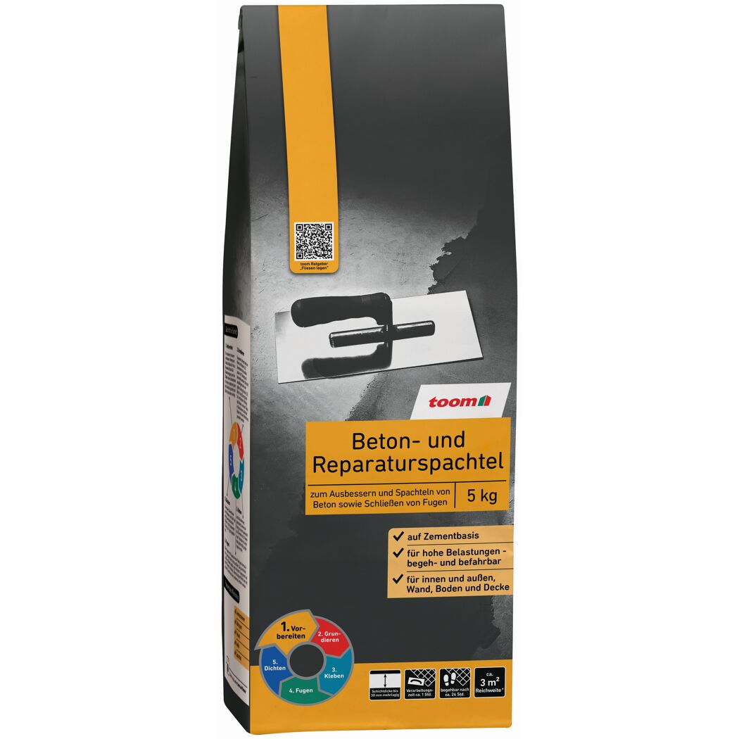 Sack Beton- und Reparaturspachtel 5 kg mit Glättekelle