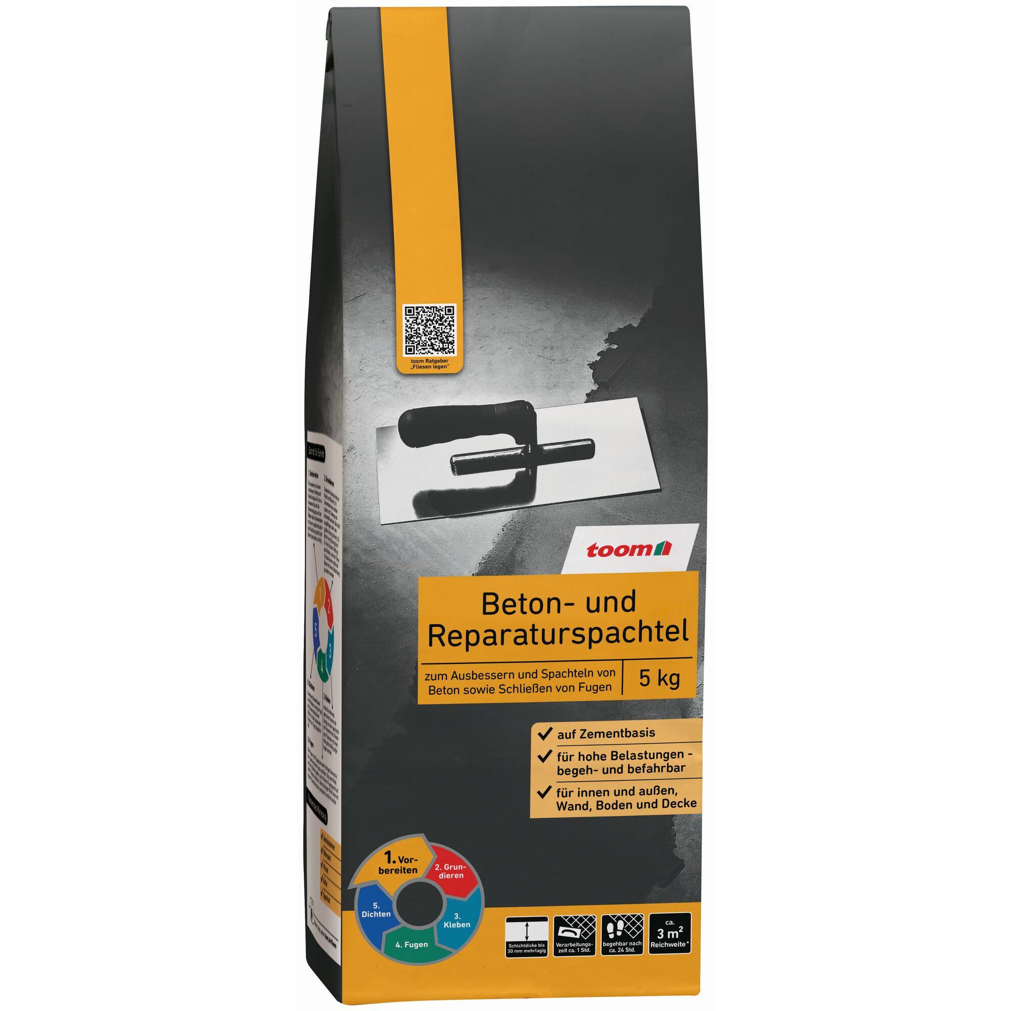Sack Beton- und Reparaturspachtel 5 kg mit Glättekelle