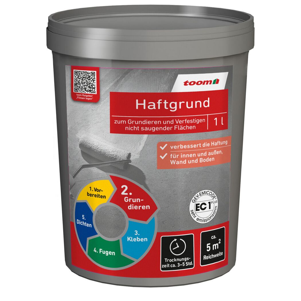 Grauer Eimer toom Haftgrund 1 Liter