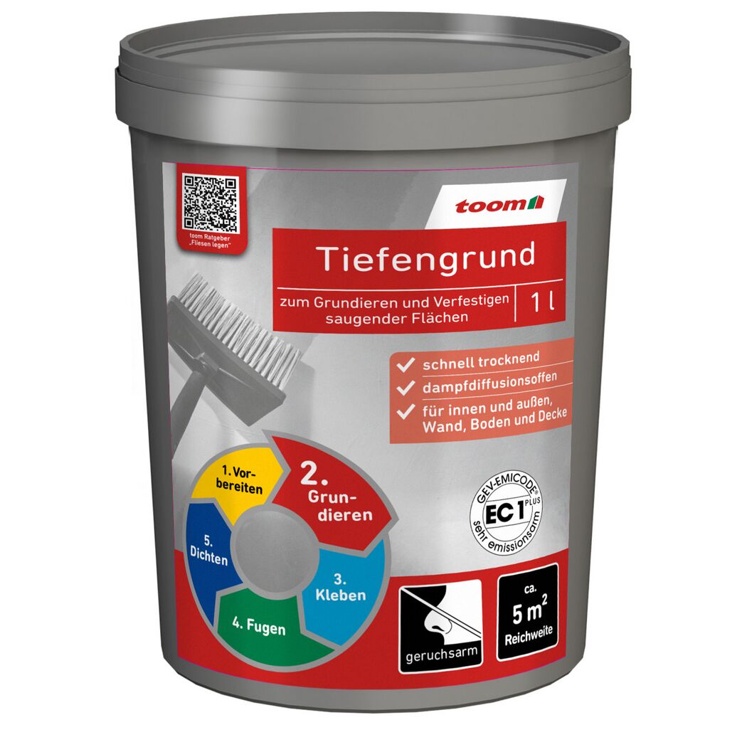 Grauer Eimer Toom Tiefengrund 1 Liter