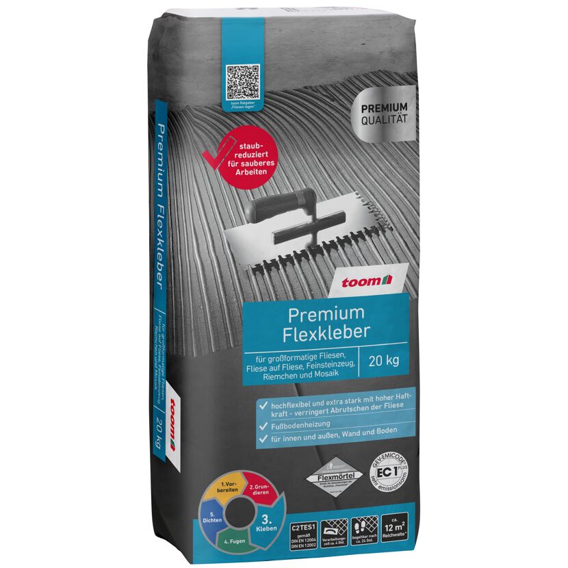 Verpackung Flexkleber Premium 20 kg mit Zahnkelle