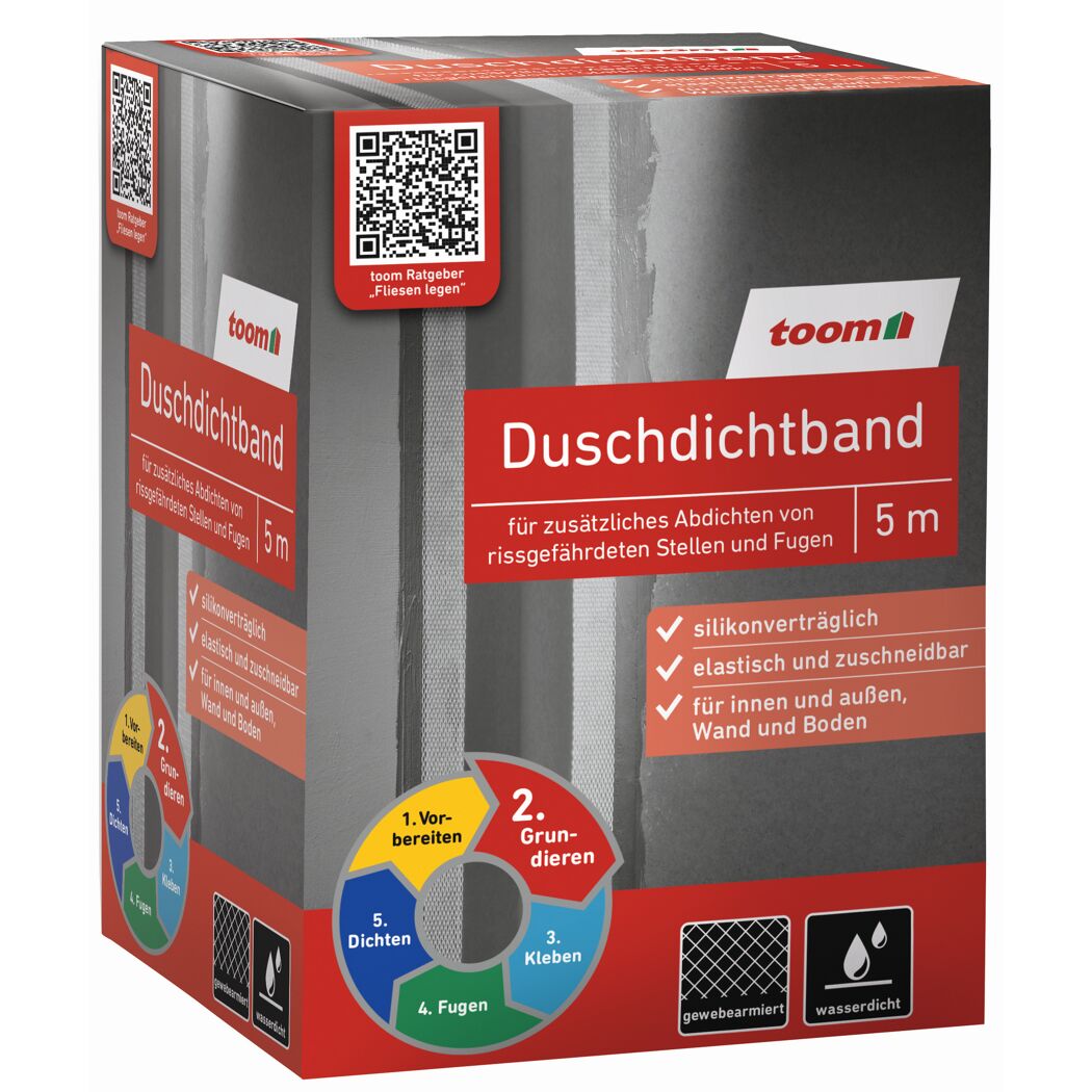 toom Duschdichtband grau 5 m Verpackung