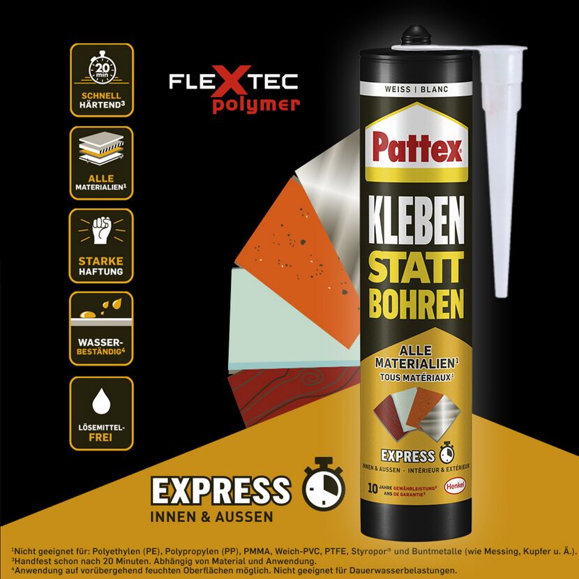 Pattex FlexTec Polymer Kleben statt Bohren