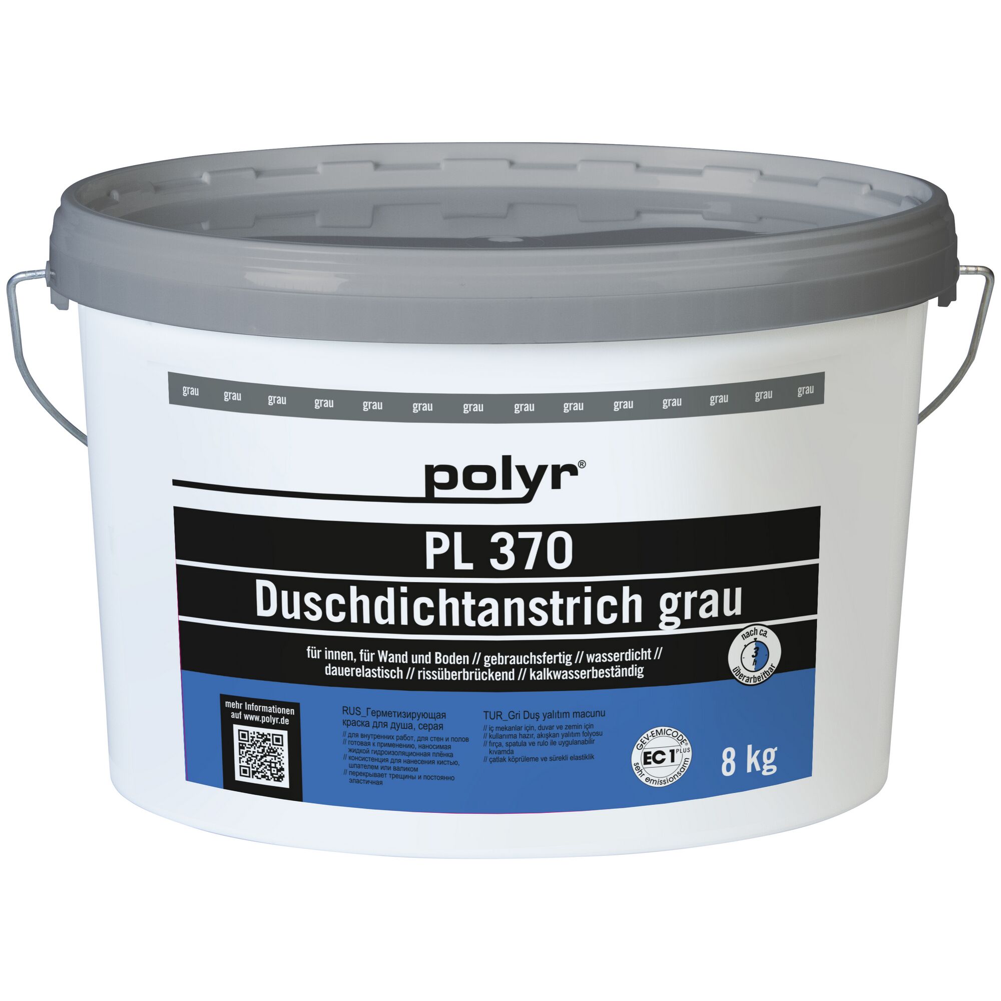 8 kg Eimer grauer Duschdichtanstrich