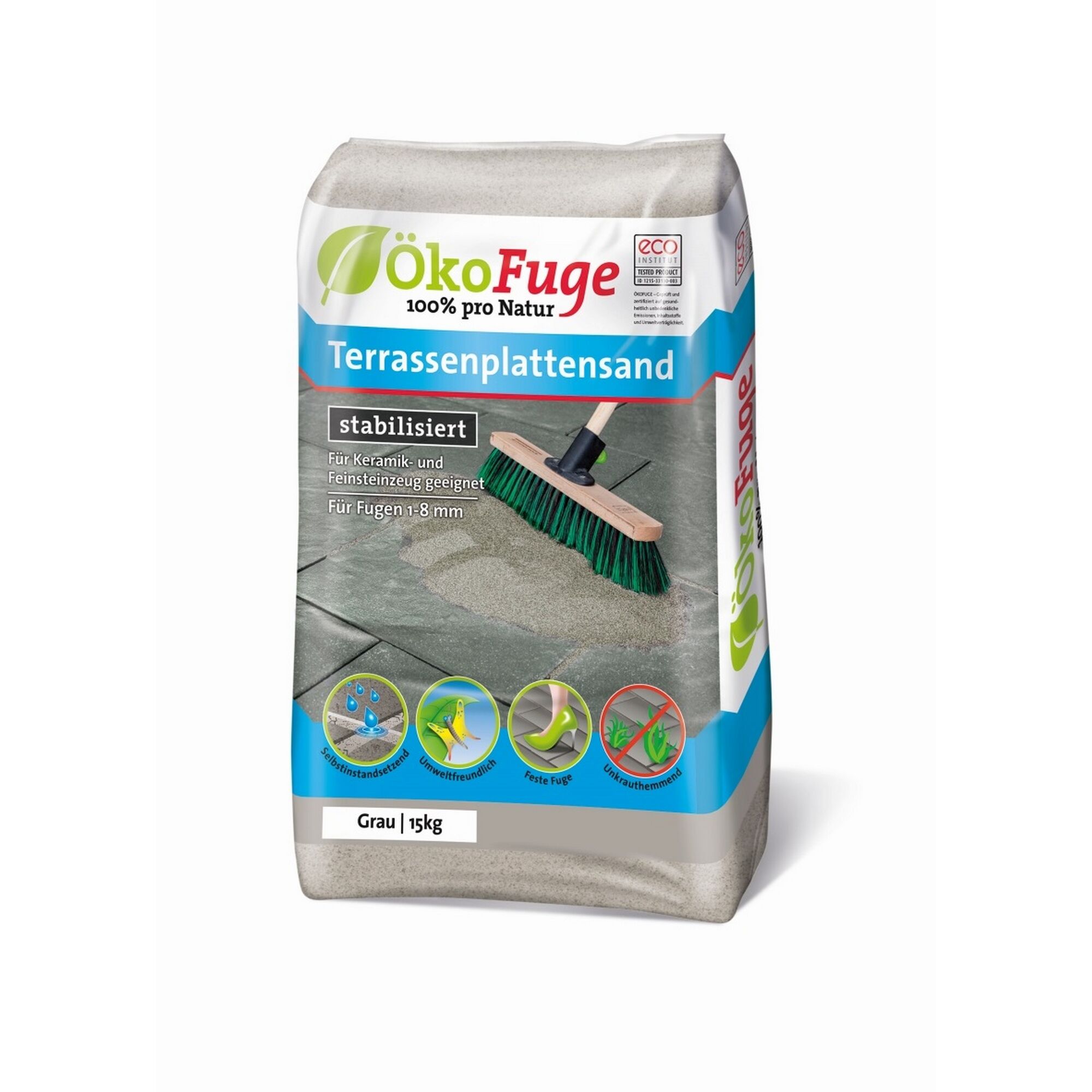 ÖkoFugen-Plattensand grau, 15 kg, mit Besen
