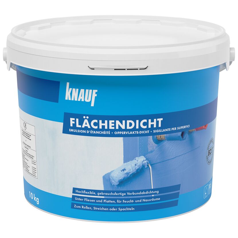 Weißer Eimer mit Knauf Flächendicht und Farbrolle