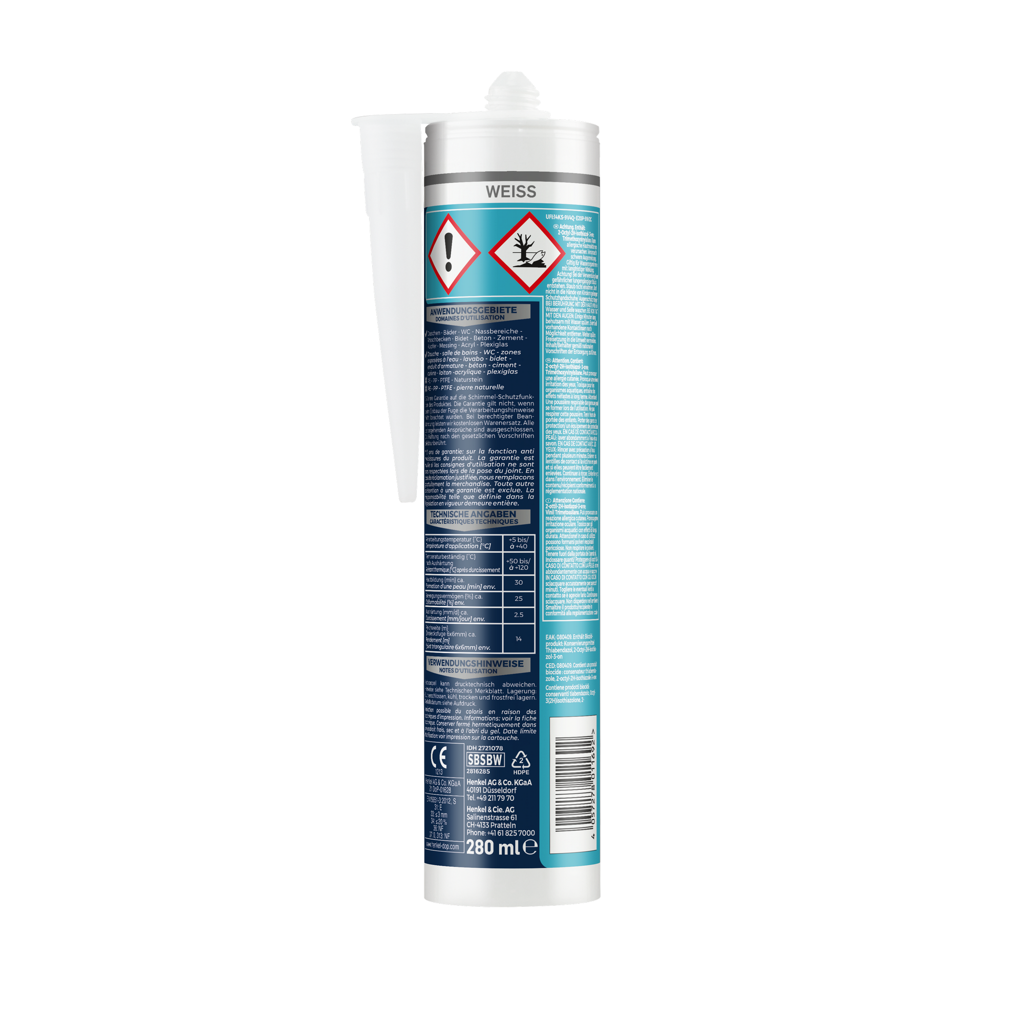 Sanitärsilikon 'Schimmelblocker' weiß 280 ml + product picture