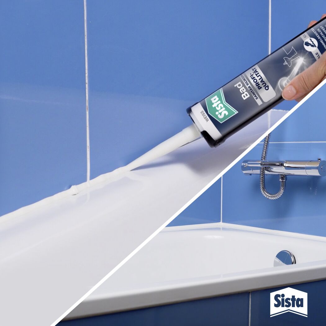 Sista Bad Profi-Qualität Sanitärsilikon wird aufgetragen